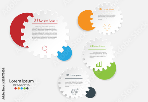 Modern design elements for business and communication technology concept Multicolor infographics. Vector template with 4 steps