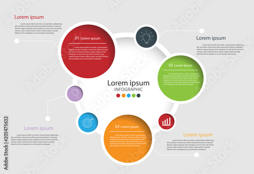 Modern design elements for business Multicolor infographics. Vector template with 5 steps
