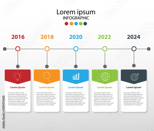 Modern design elements for business Multicolor infographics. Vector template with 5 steps