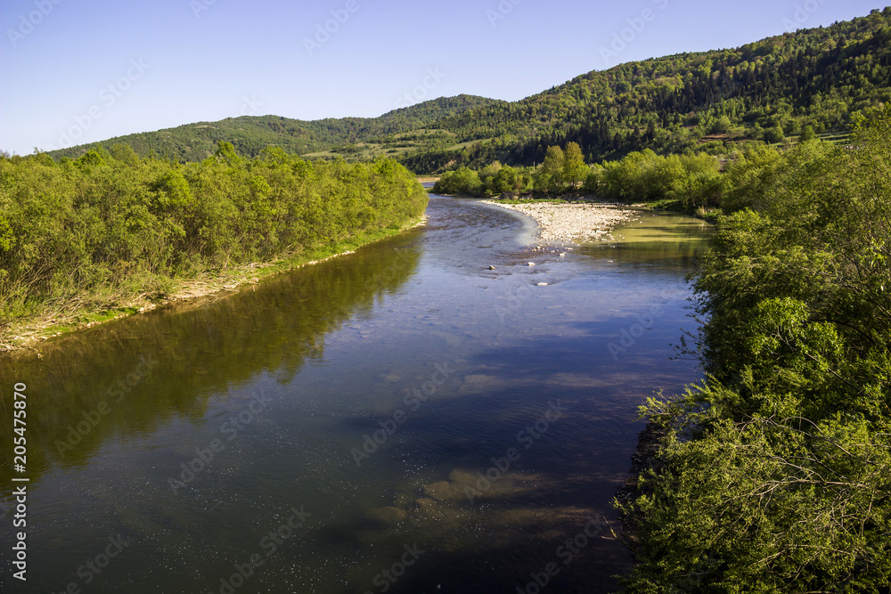 Obraz premium river Striy at the Carpathian mountains