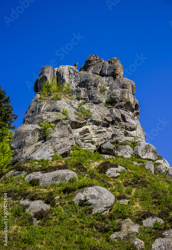 Tustan fortress place. A Medieval cliff-side fortress-city, archaeological and natural monument in Lviv region of Western Ukraine