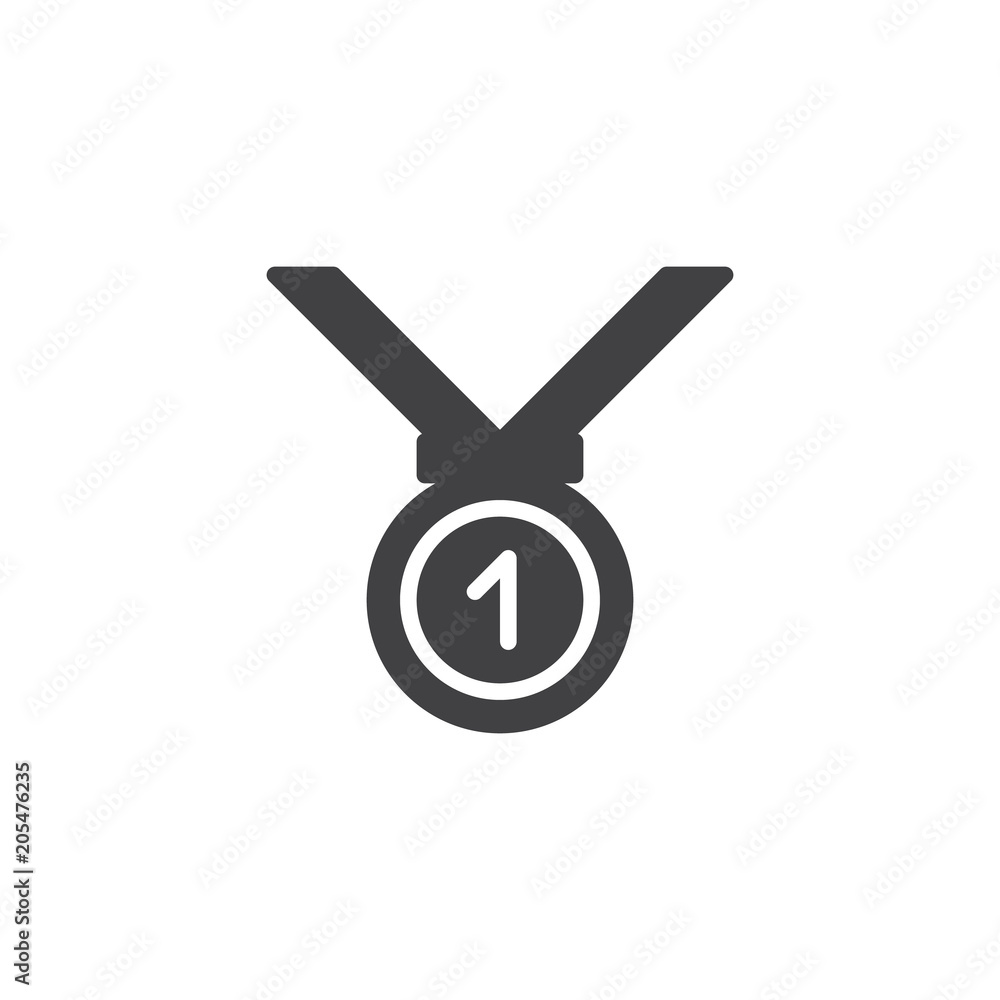 Medal for first place vector icon. filled flat sign for mobile concept and web design. Award medal with ribbon simple solid icon. Symbol, logo illustration. Pixel perfect vector graphics Medal for first place vector icon. filled flat sign for mobile concept and web design. Award medal with ribbon simple solid icon. Symbol, logo illustration. Pixel perfect vector graphics