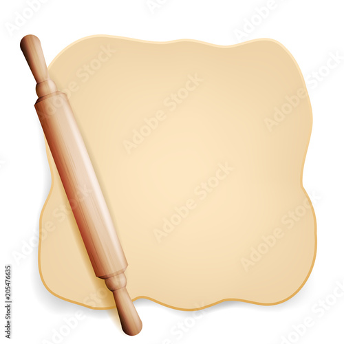 Dough Vector. Rolling Pin. Dough For Pizza Or Bread. Brochure Element. Isolated Illustration