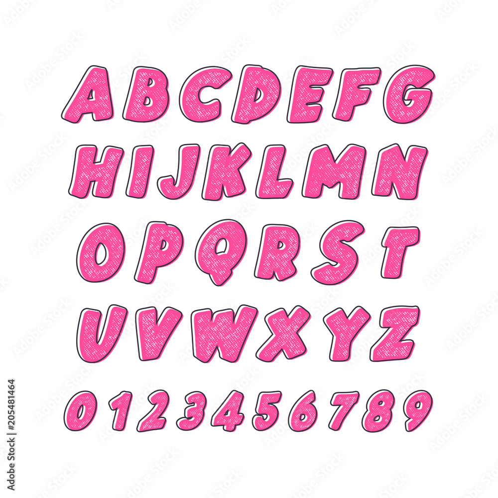 Latin alphabet. Children's font in cute bright color cartoon style. Latin alphabet. Children's font in cute bright color cartoon style.