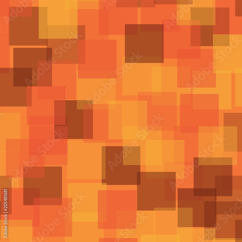 Abstract squares pattern. Orange geometric background. Splendid random squares. Geometric chaotic decor. Vector illustration.