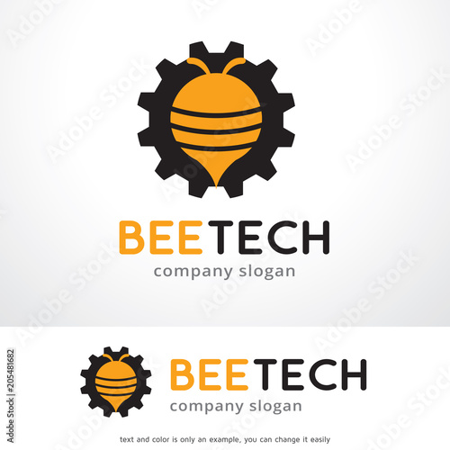 Bee Technology Logo Template Design Vector, Emblem, Design Concept, Creative Symbol, Icon