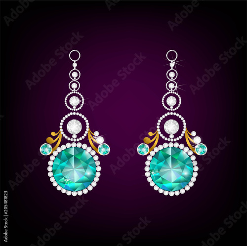 Fototapeta Realistic earrings or pendant necklace jewelry accessories