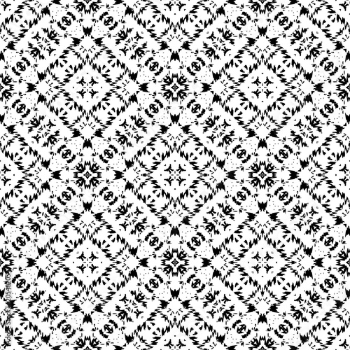 Black and White Seamless Ethnic Pattern. Tribal