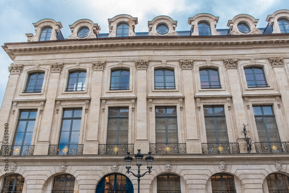 Paris, place Vendome, magnificent facades in the 1st district of the french capital
