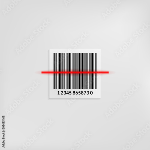 Barcode label scanning with a laser light
