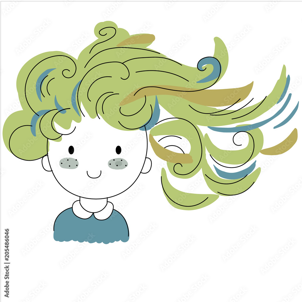 cartoon positive cute girl doodle cartoon positive cute girl doodle