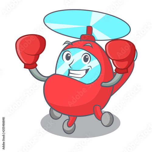 Boxing helicopter character cartoon style