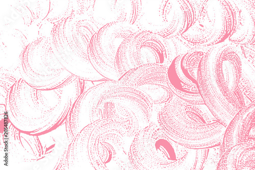 Natural soap texture. Alluring bright pink foam trace background. Artistic cool soap suds. Cleanliness, cleanness, purity concept. Vector illustration.