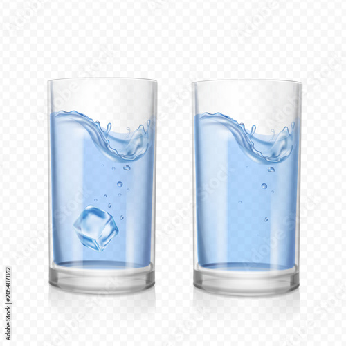 Glass with water and ice cube