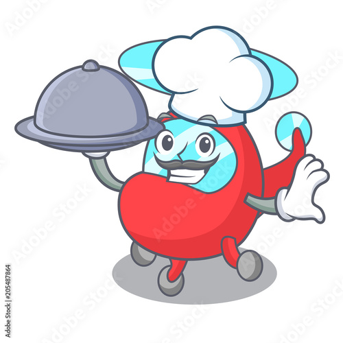 Chef with food helicopter mascot cartoon style