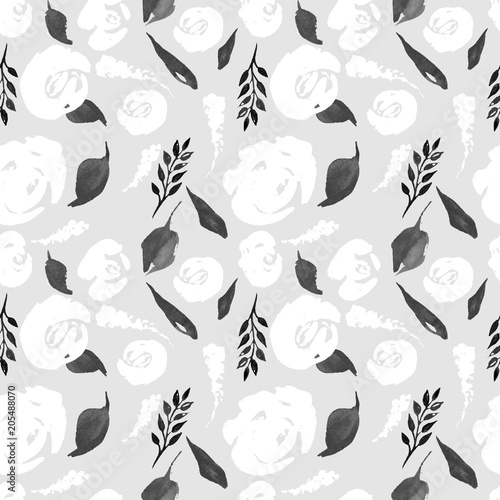 Watercolor Floral Repeat Pattern. Can be used as a Print for Fabric  Background for Wedding Invitation