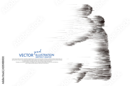 Basketball player, composed of lines.