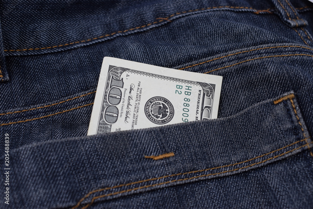 money in pants pockets, 100 dollars in jeans pockets money in pants pockets, 100 dollars in jeans pockets