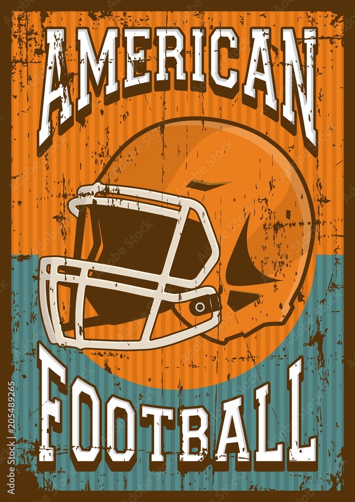 American Football Rugby Sport Retro Pop Art Poster Signage Stock
