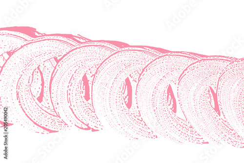 Natural soap texture. Amusing bright pink foam trace background. Artistic vibrant soap suds. Cleanliness, cleanness, purity concept. Vector illustration.
