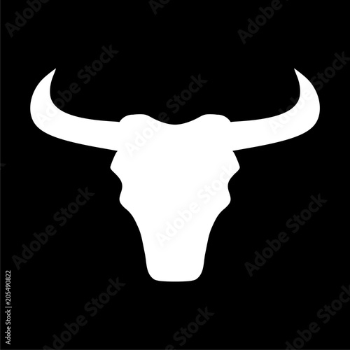 Bull head line icon on dark background