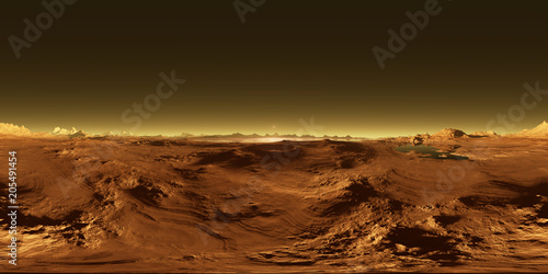 Fototapeta Naklejka Na Ścianę i Meble -  360 Equirectangular projection of Titan, largest moon of Saturn with atmosphere, HDRI environment map. Spherical panorama.