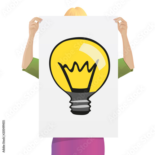 idée - ampoule - concept - conception - créative - femme - créatif - entreprise - réfléchir - créativité