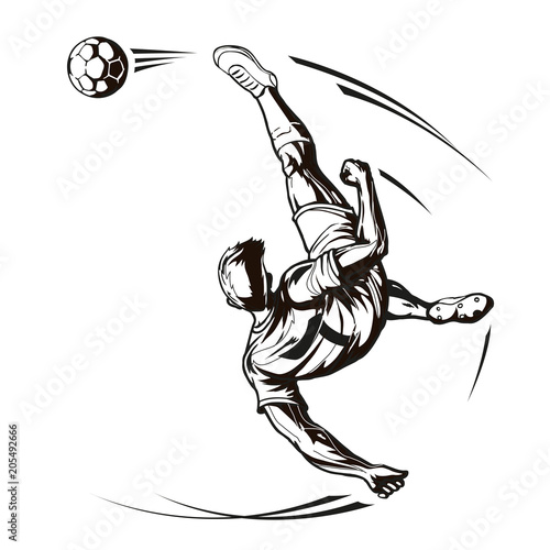 Soccer player overhead kick. © trattieritratti