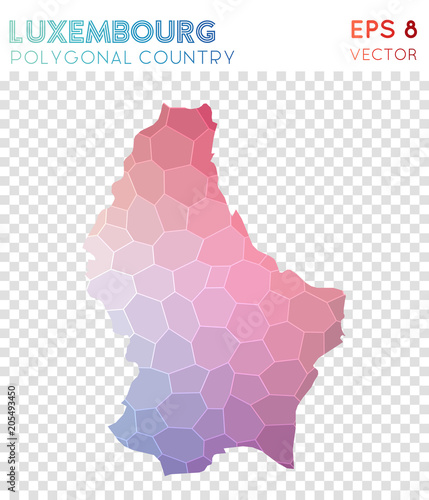 Luxembourg polygonal map, mosaic style country. Quaint low poly style, modern design. Luxembourg polygonal map for infographics or presentation.