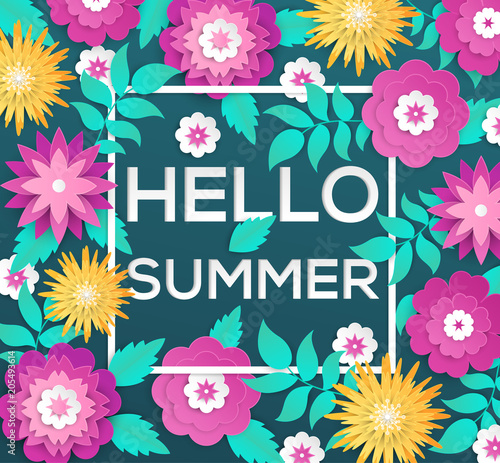 Hello summer - modern vector colorful illustration
