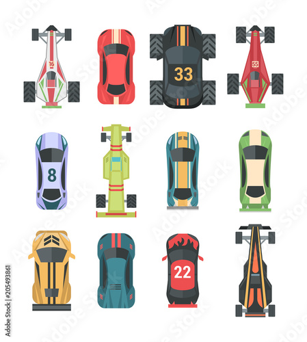 Sport and racing cars - set of modern vector elements