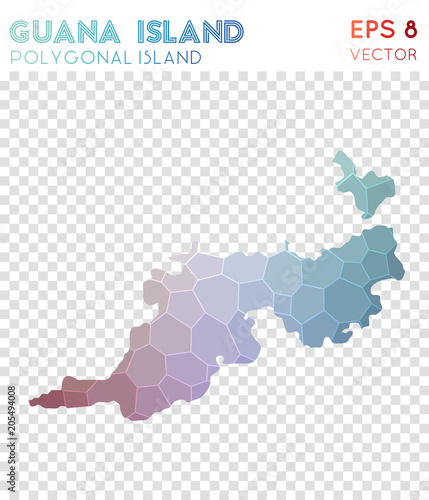 Guana Island polygonal map, mosaic style island. Rare low poly style, modern design. Guana Island polygonal map for infographics or presentation.