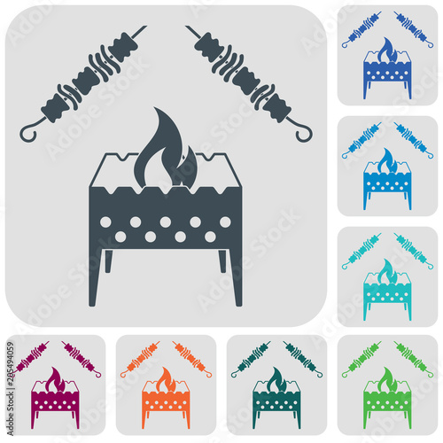 Brazier grill with kebab icon