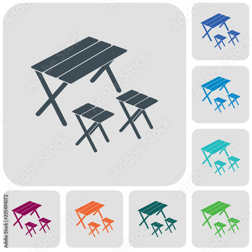 Camping table and stool icon