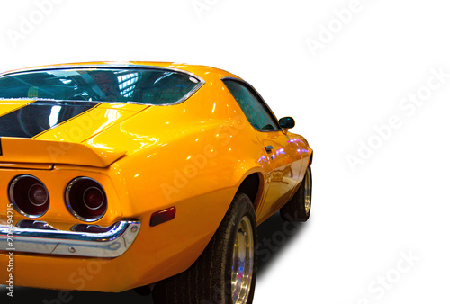American Muscle Car back light. White background.
