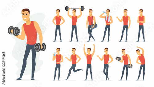 Sportsman - vector cartoon people character set