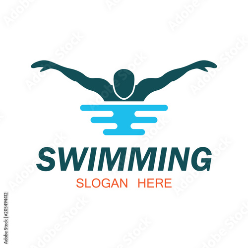 swimming logo with text space for your slogan / tag line, vector illustration