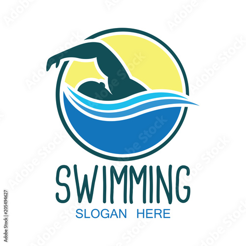 swimming logo with text space for your slogan / tag line, vector illustration