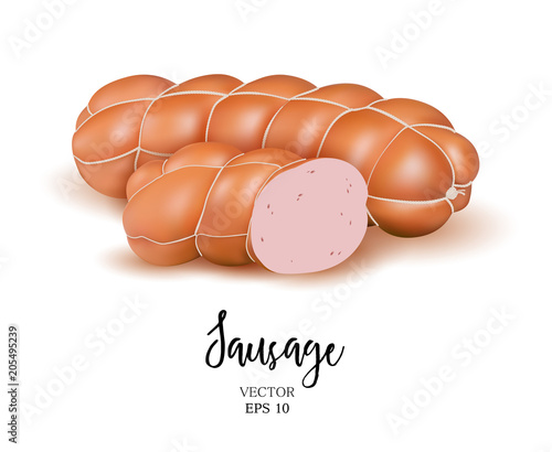 Vector realistic boiled sausage