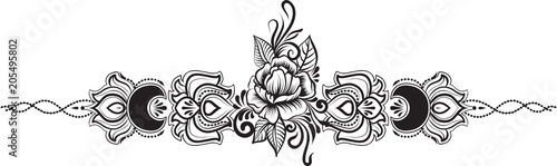 Ethnic indian line art border