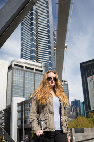 Young Woman Walking from Southbank to Melbourne City