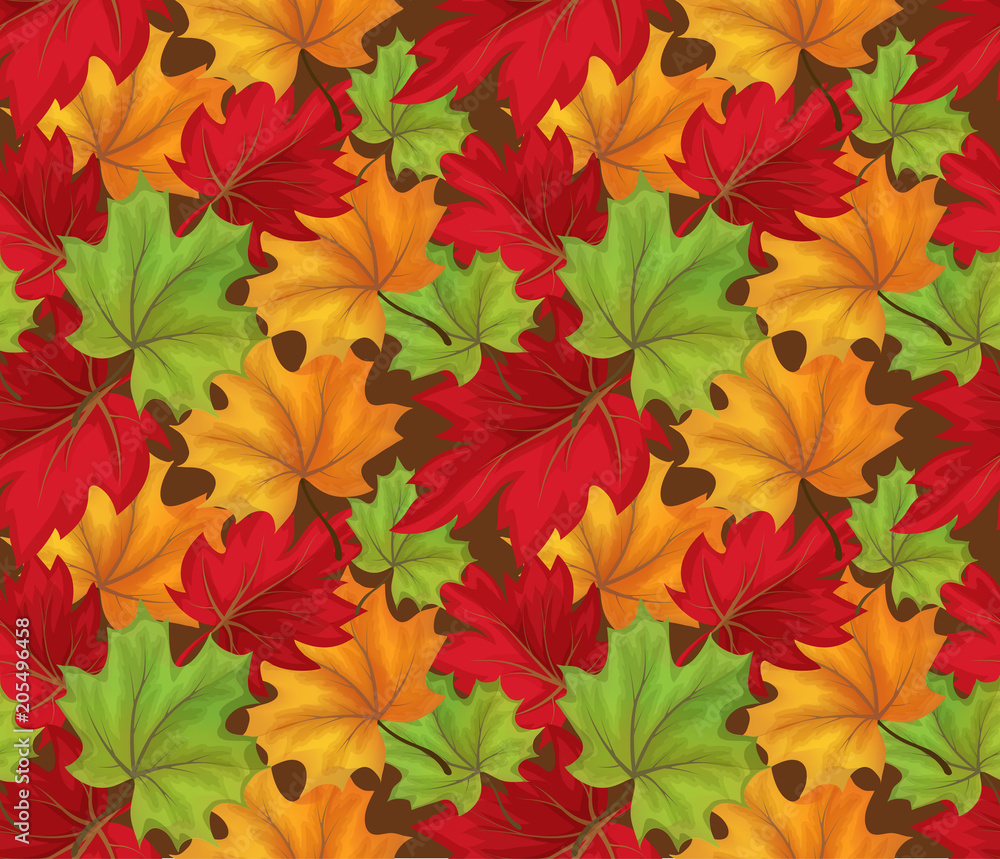 Vector sketch autumn leaves seamless pattern