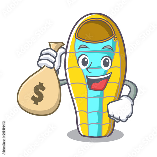 With money bag sleeping bad character cartoon
