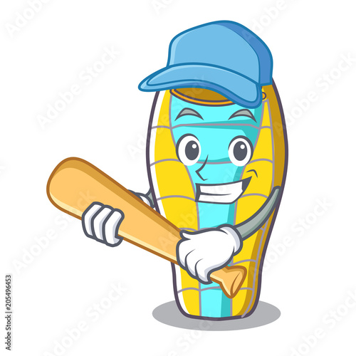 Playing baseball sleeping bad character cartoon