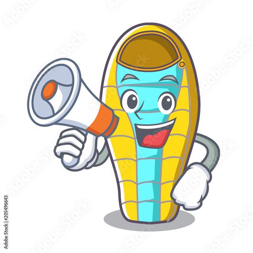 With megaphone sleeping bad character cartoon