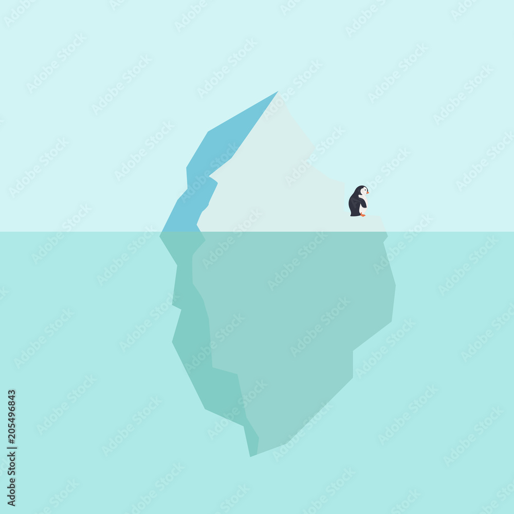 Naklejka premium North pole Arctic Iceberg with penguin