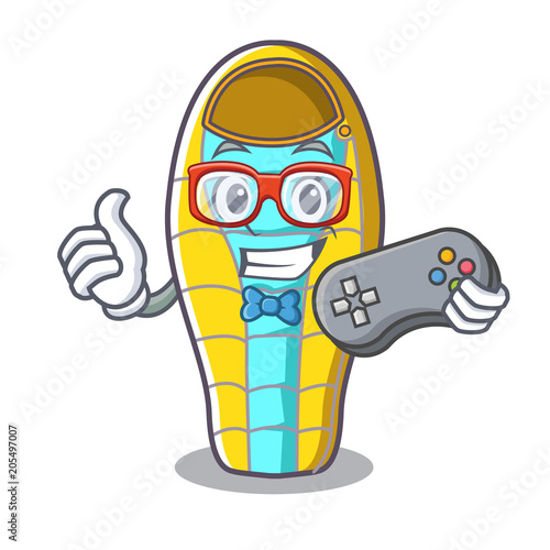 Gamer sleeping bad mascot cartoon