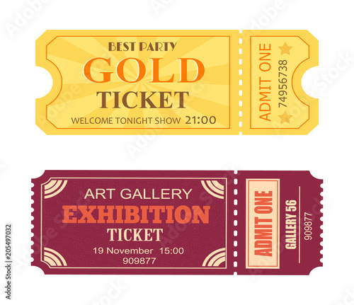 Best Party Gold Ticket Art Gallery Exhibition Icon