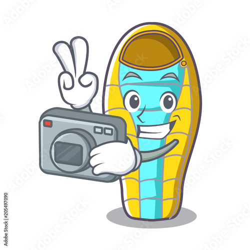 Photographer sleeping bad mascot cartoon