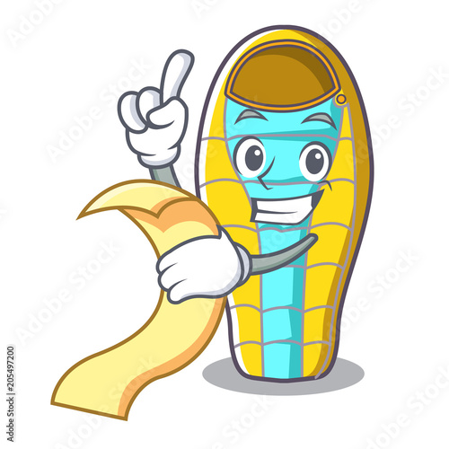 With menu sleeping bad mascot cartoon